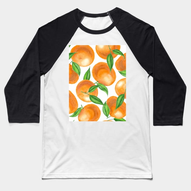 Watercolor tangerines Baseball T-Shirt by katerinamk